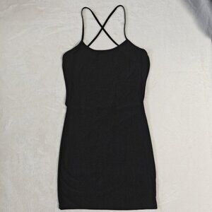 Womens Medium‎ Mini Backless Bodycon Cross Strap Strappy Dress Stretch Black NWT